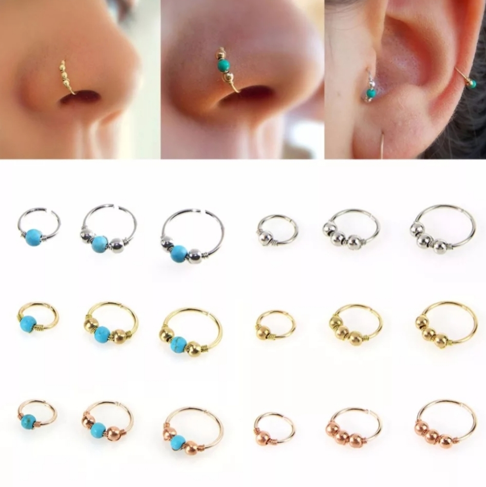 3 Piece Set Ear Cartilage Nose Ring Beads - Picture 5 of 7